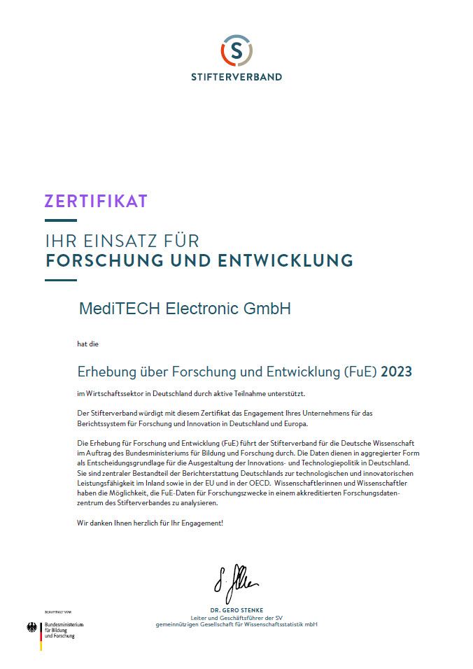 Forschung und Entwicklung: MediTECH von Stifterverband als repräsentativ erachtet