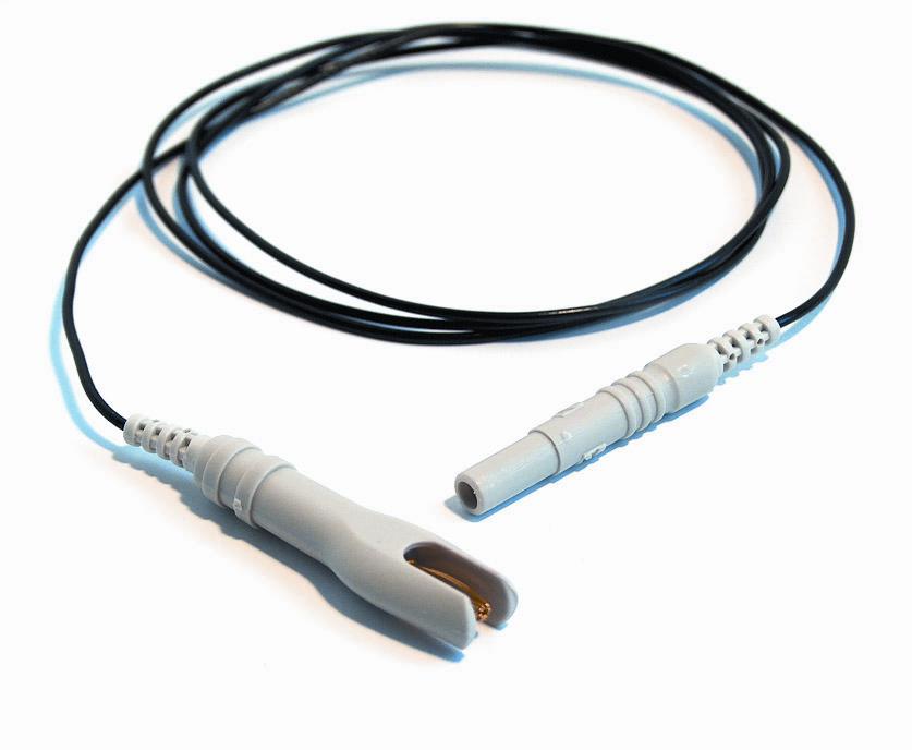 Anschlusskabel für Brücken- u. Ohrelektroden, 2mm isol. Stecker /DIN für EEG55/5600-80cm 
