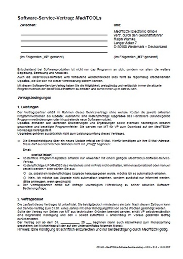 [6124-1J] Servicevertrag MediTOOLs (Support + Updatesicherheit) - begrenzt auf 1 Jahr