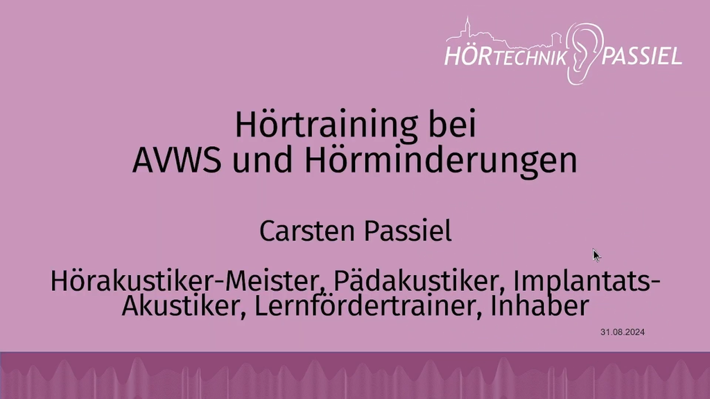 [K-FK24-V1.1] Congress lecture: V1-1 - Carsten Passiel: "Hearing training for AVWS and hearing impairment" [German language]