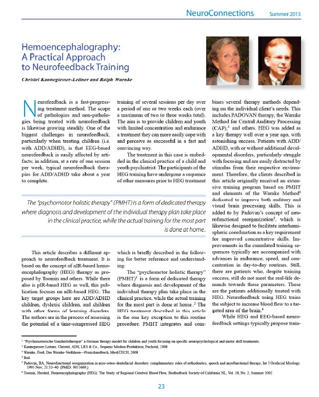 Hemoencephalography - a practical approach to Neurofeedback