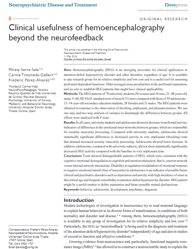 Clinical usefulness of hemoencephalography beyond the neurofeedback