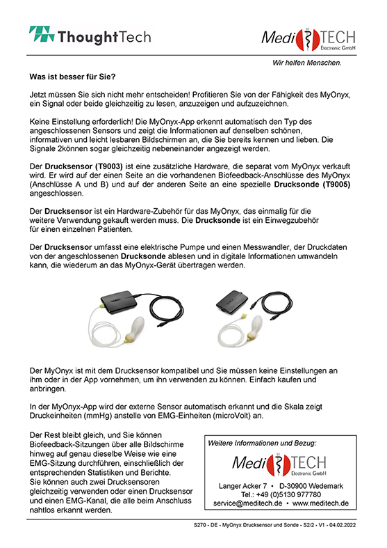 MyOnyx - jetzt auch mit Drucksonde (Produktflyer DE)